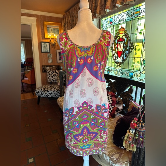Joyous & Free Colorful V-Neck Beaded Mini Dress - Picture 2 of 4